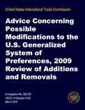 Advice Concerning Possible Modifications to the U.S. Generalized System of Preferences, 2009 Review of Additions and Removals