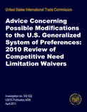 Advice Concerning Possible Modifications to the U.S. Generalized System of Preferences, 2010 Review of Competitive Need Limitation Waivers