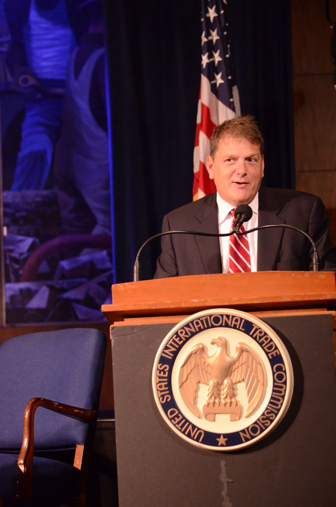 Chief International Trade Counsel at the U.S. Senate Committee on Finance Everett Eissenstat delivering opening remarks. 