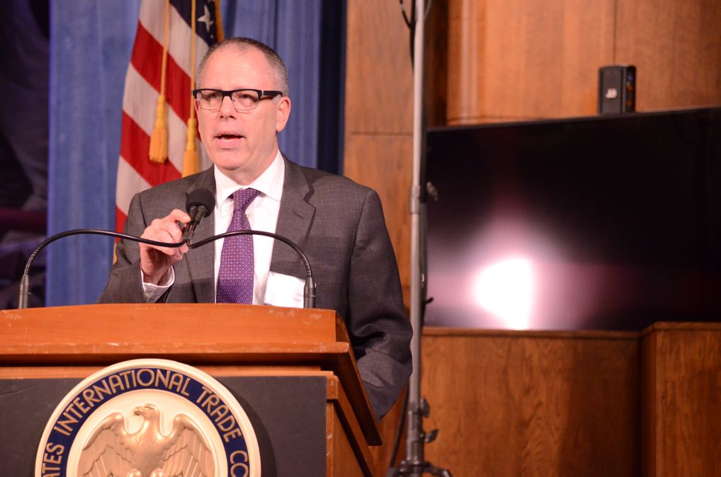 Commissioner Dean Pinkert introducing members of the 'Import Injury Proceedings' panel. 