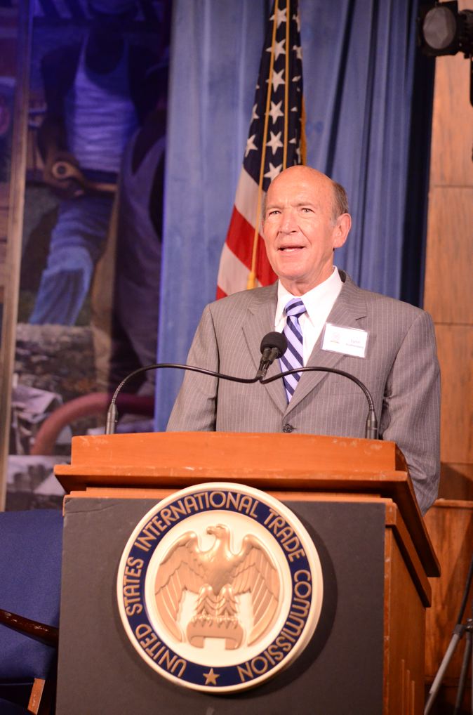Former USITC Director of Investigations Lynn Featherstone presenting his work on 'Antidumping and Countervailing Duty Investigations'.