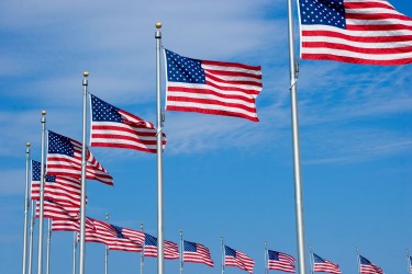 Circle of American flags flown at the Washington Monument