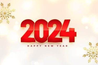 2024 in red above the text Happy New Year