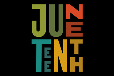 Stylized graphic of the text "Juneteenth"