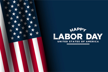 American flag flanked by the text Happy Labor Day