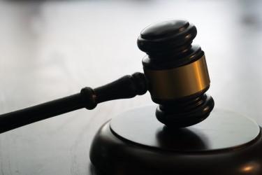 Wooden gavel and block