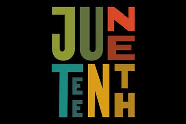 Stylized graphic of the text "Juneteenth"