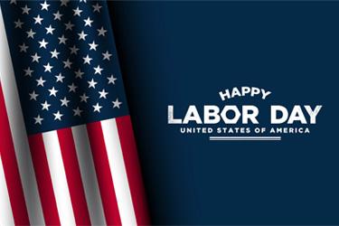 American flag flanked by the text Happy Labor Day