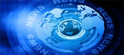 Blue news banner globe graphic
